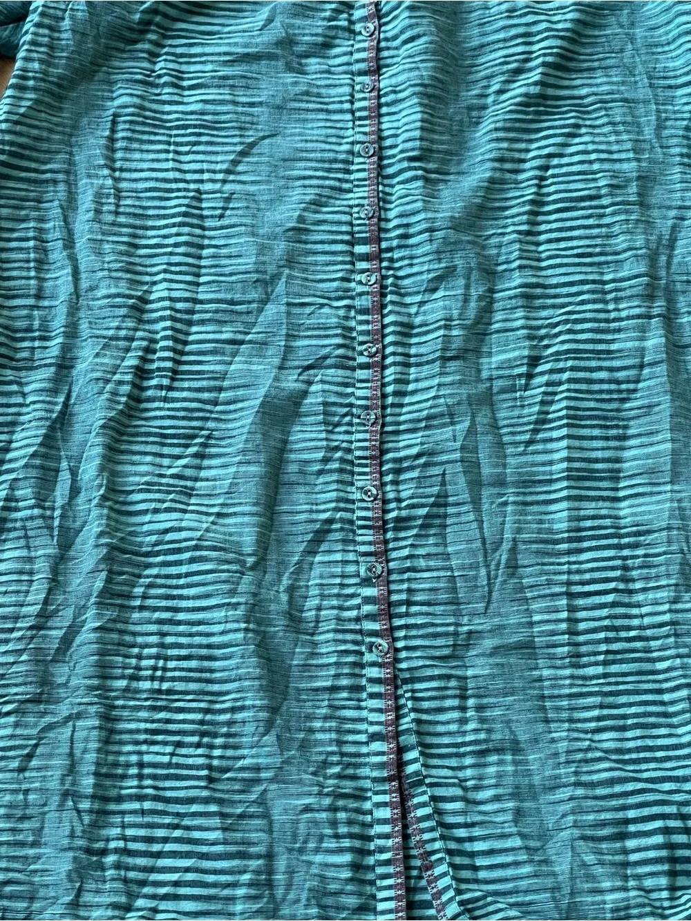 Ulla Johnson Striped Teal Button Front Midi Maxi Shirt Dress Size 10 - Picture 9 of 9